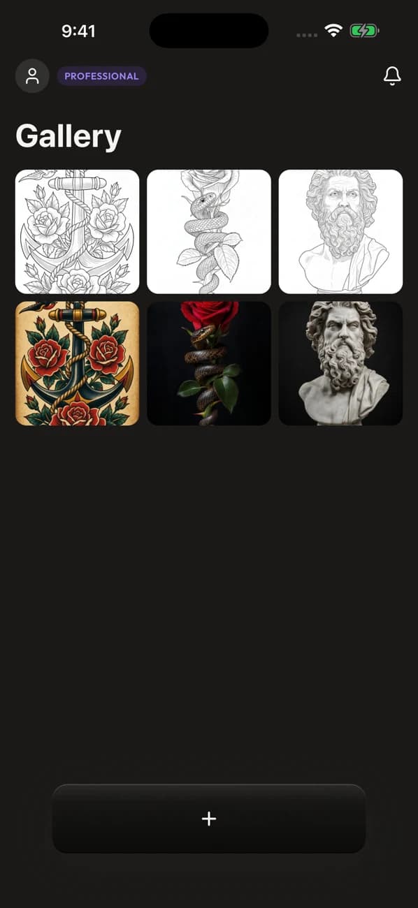 Line Ripper iOS Gallery with saved artwork and stencils