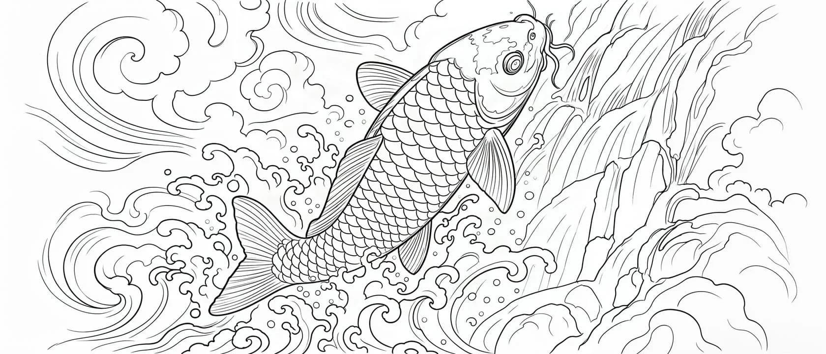 Koi / Japanese: generated tattoo stencil